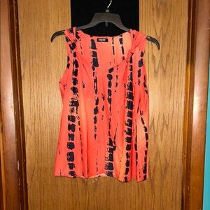 Pink and Black Sleeveless Tank Top with Tie-Dye Pattern